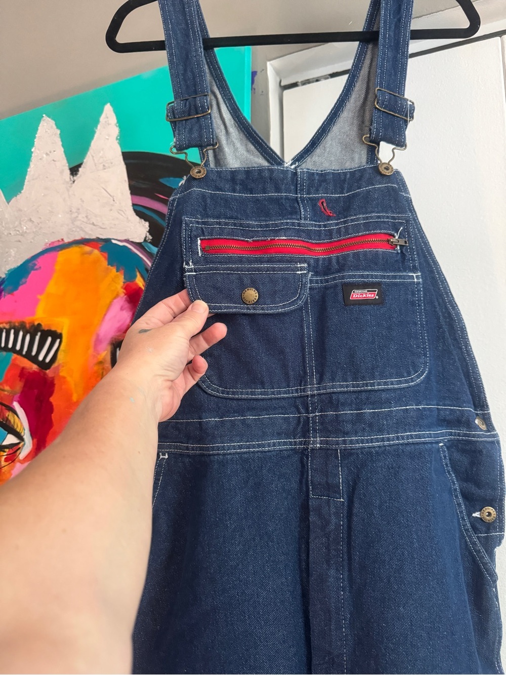 Genuine Dickies Ultra Tough Blue Denim Bib Overalls Men's Medium - Picture 3 of 13